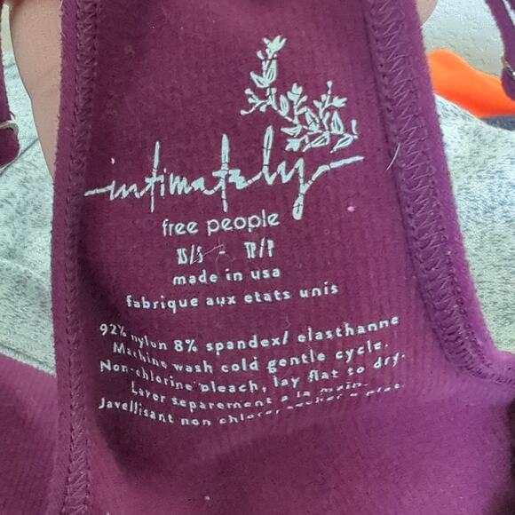 Intimately Free People Bodysuit Ribbed Purple Plum One piece Size XS / S V-Neck - Picture 2 of 6